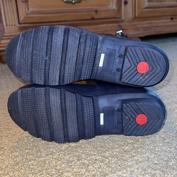 Hunter Original Tall Rain Boot- Matte Navy w/ Turquoise Stripe Sz 7 - Picture 6 of 9